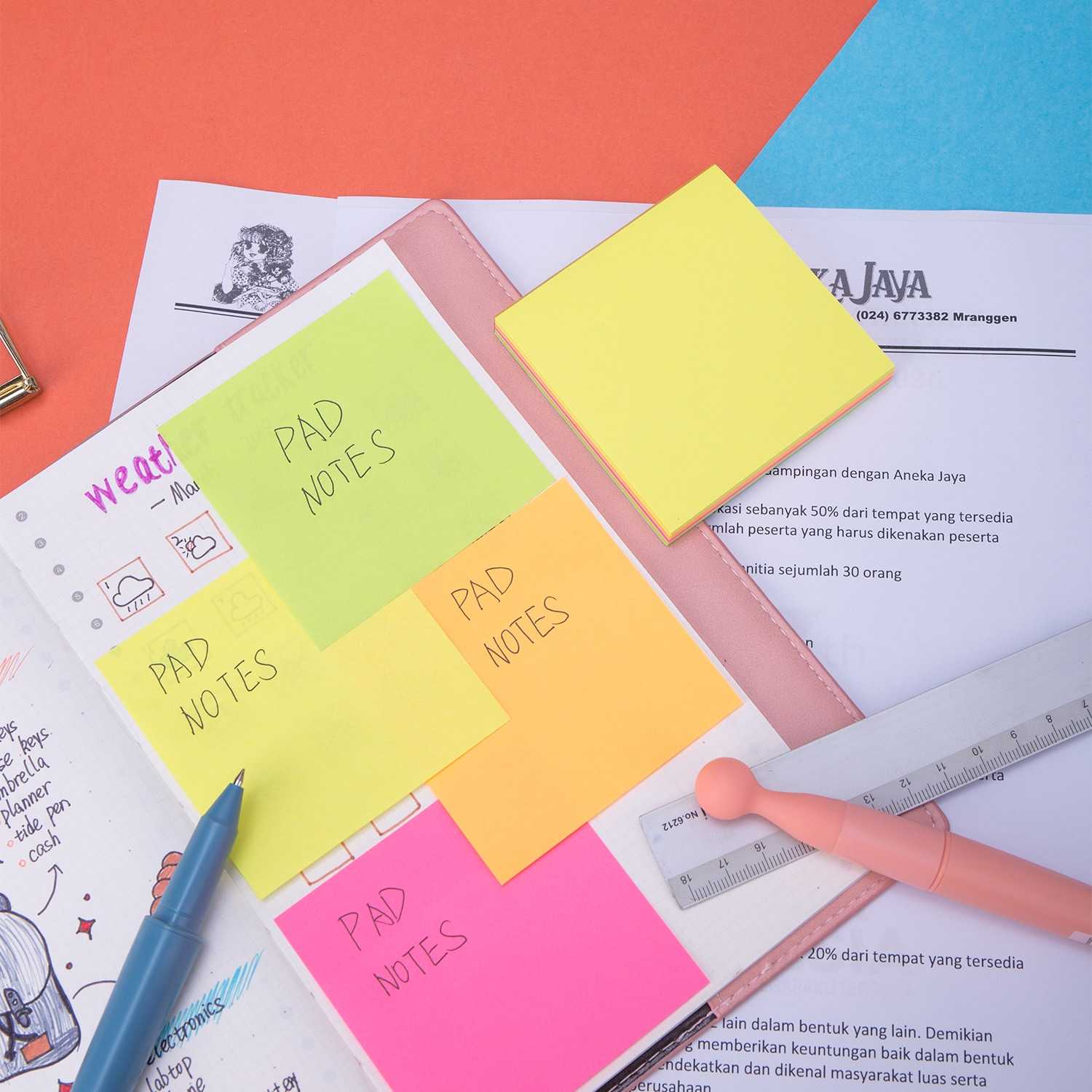 Deli Flip Sticky Notes 76x76mm 3''x3'' 4x25 - Al Masam Stationery LLC