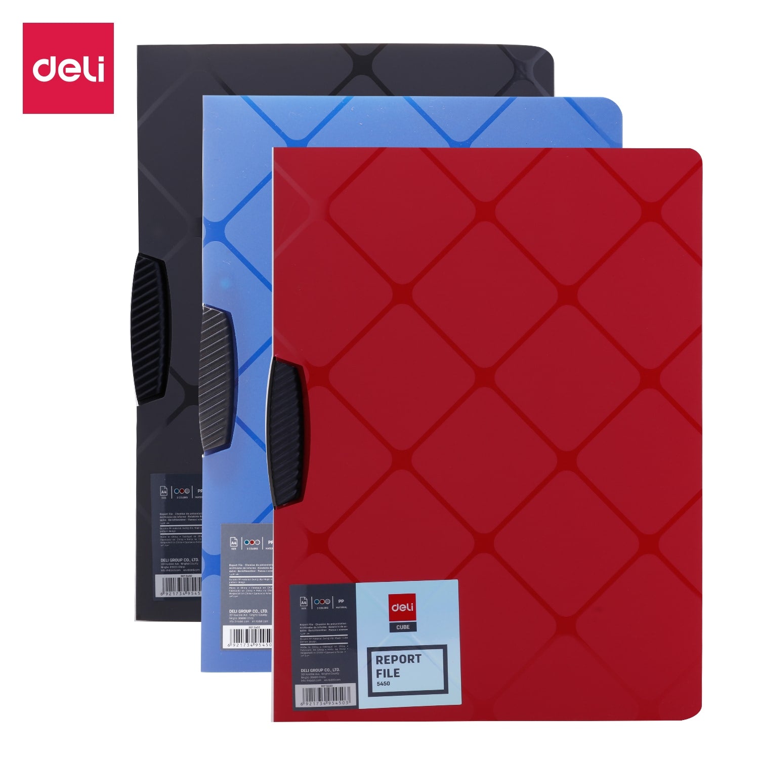 Deli Cube Report File Swing Clip A4 3C - Al Masam Stationery LLC Main image