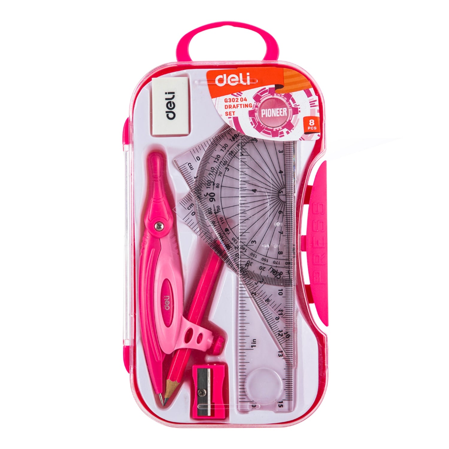 Deli Drafting Ruler 15cm Set Squares Protractor Compass Pencil Eraser Sharpener 2C - Al Masam Stationery LLC