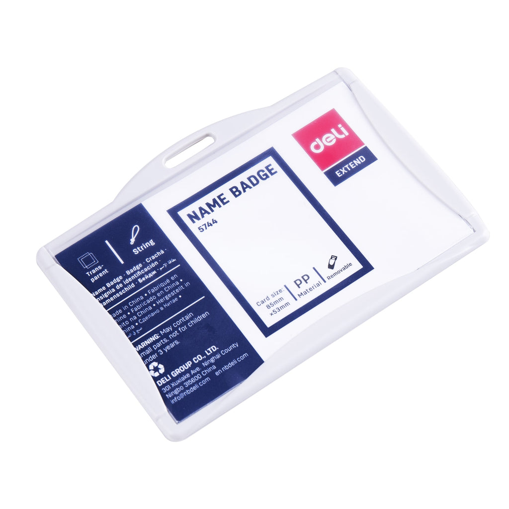 Deli Hard PP Lanyard Name Badge 85×53mm - Al Masam Stationery LLC