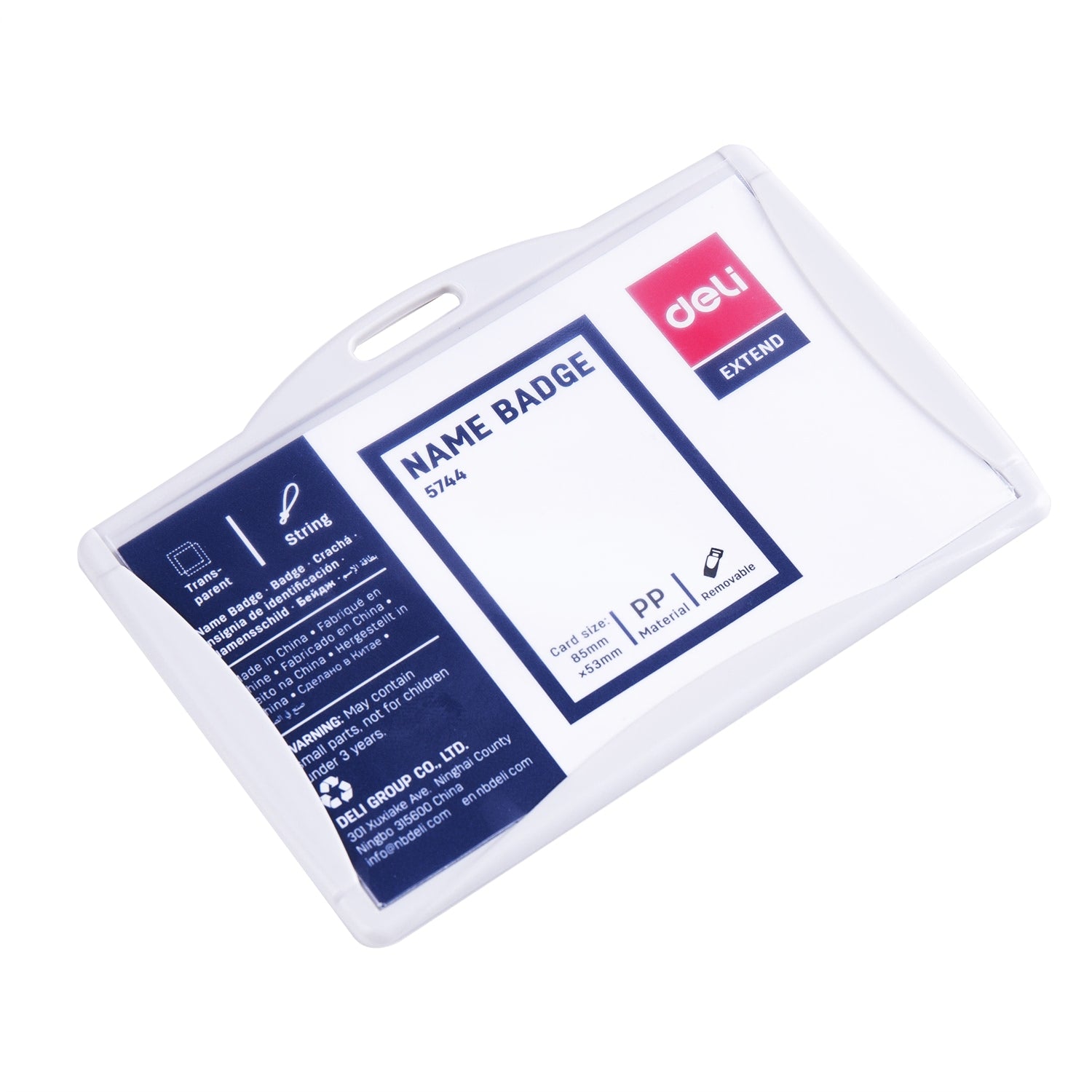Deli Hard PP Lanyard Name Badge 85×53mm - Al Masam Stationery LLC