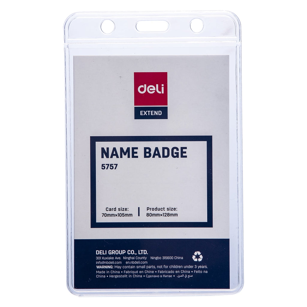 Deli PVC Lanyard Name Badge Vertical 68×95mm - Al Masam Stationery LLC