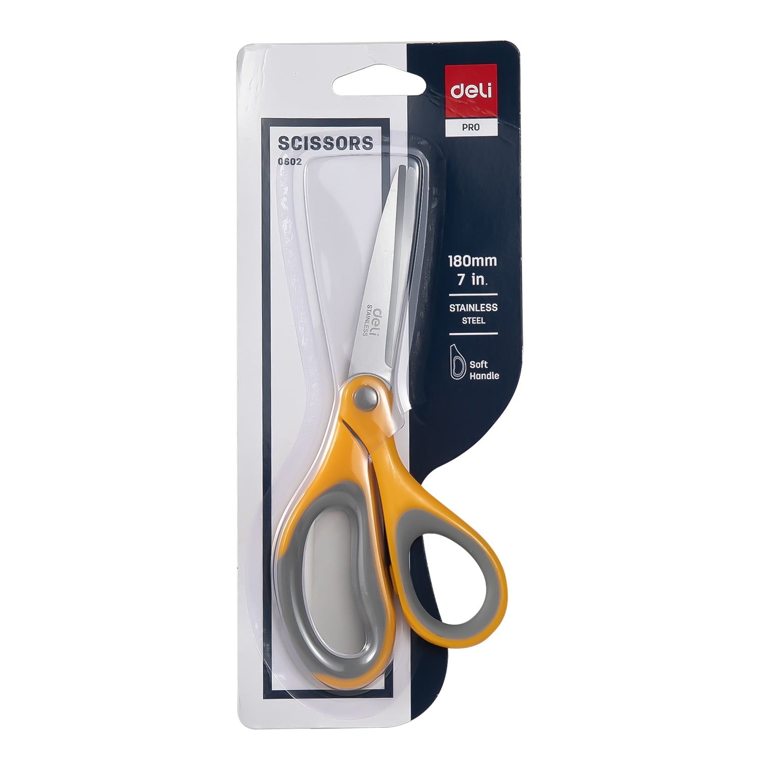 Deli Soft-touch Scissors 180mm Yellow - Al Masam Stationery LLC