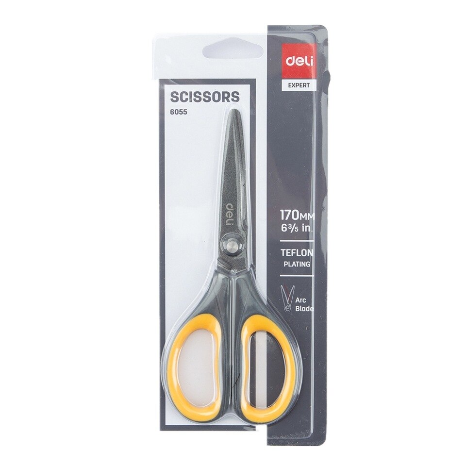 Deli Soft-touch Teflon Effortless Scissors 170mm - Al Masam Stationery LLC Main image
