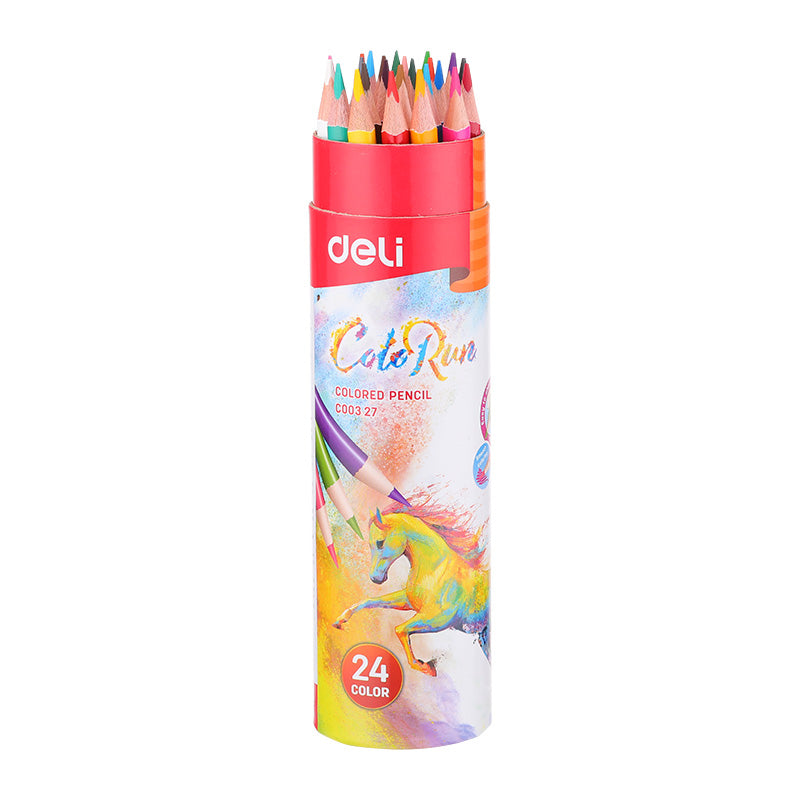 Deli Colored Pencil Paper Tube 24C - Al Masam Stationery LLC Main image