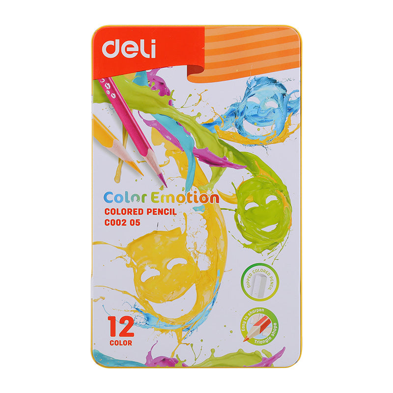 Deli Colored Pencil Smooth Rich Tin Box 12C - Al Masam Stationery LLC Main image