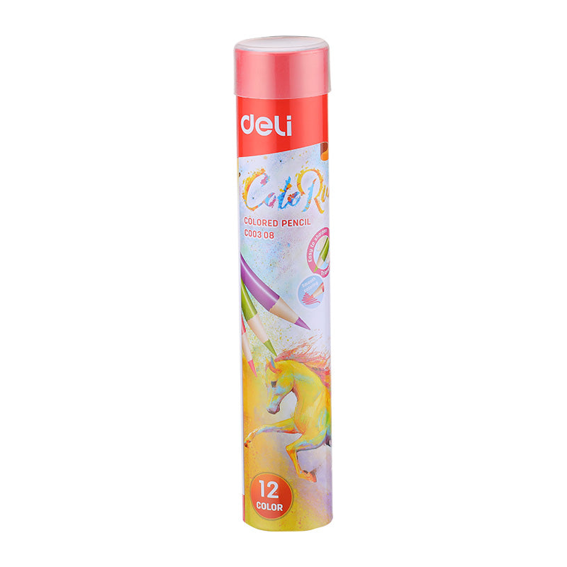 Deli Colored Pencil Tin Tube 12C - Al Masam Stationery LLC Main image