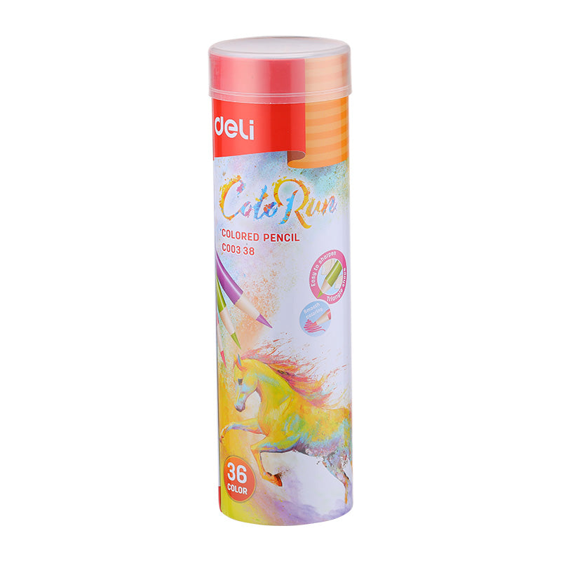 Deli Colored Pencil Tin Tube 36C - Al Masam Stationery LLC Main image
