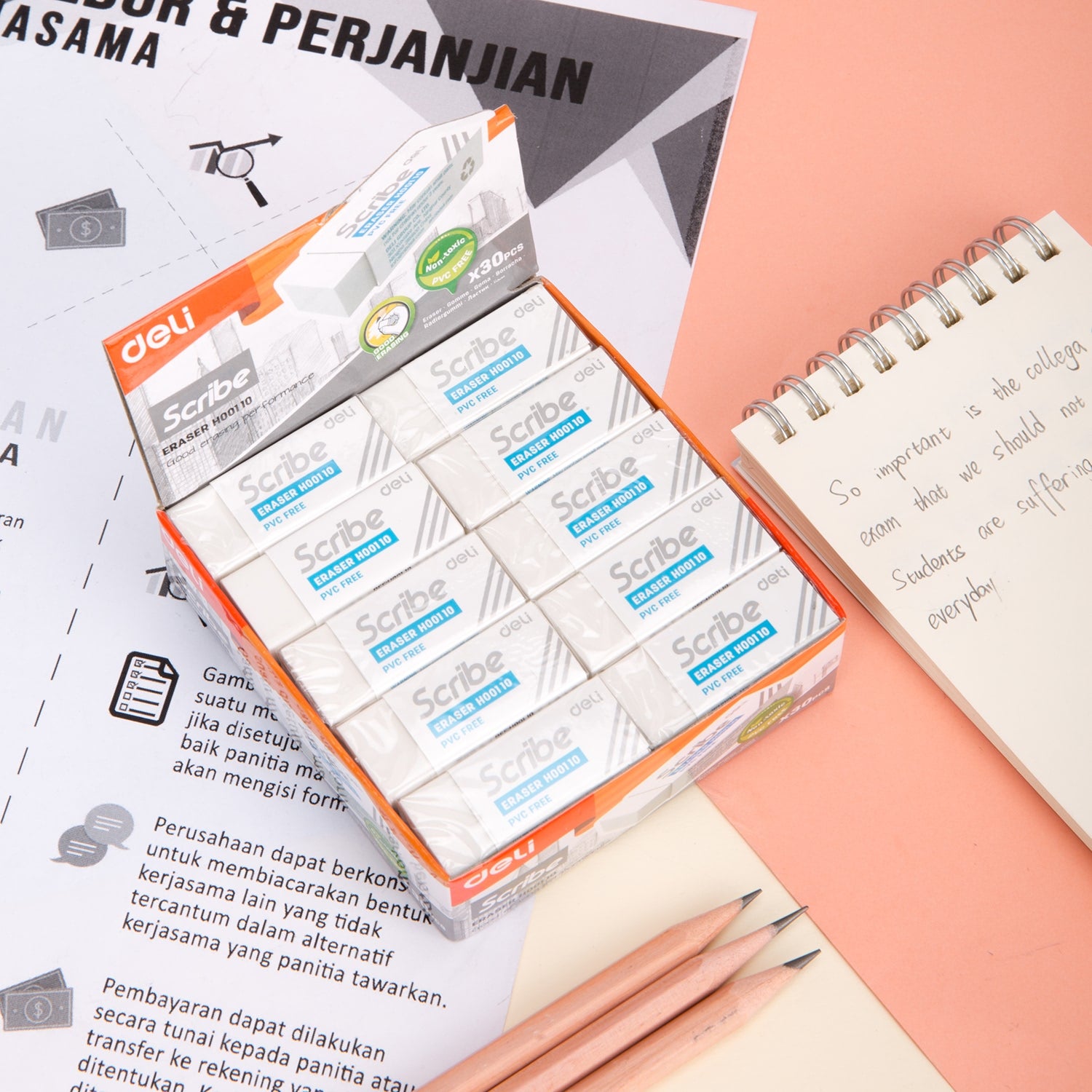 Deli Scribe Eraser 40×17×12mm White - Al Masam Stationery LLC