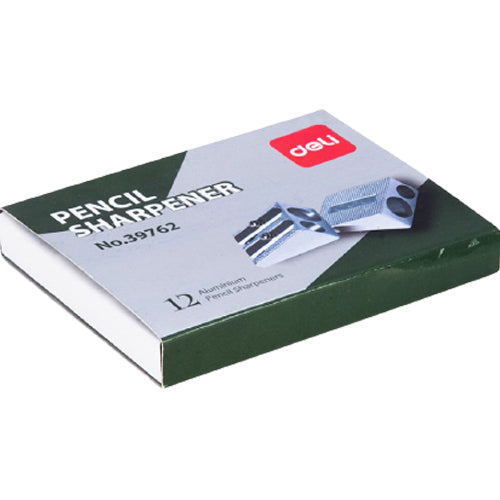 Deli Alu. 2-hole Sharpener 7mm 12mm Silver - Al Masam Stationery LLC Main image