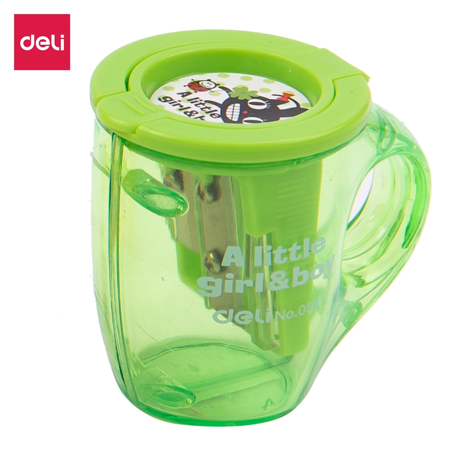 Deli Cup 2-hole Sharpener w/canister 23°18° 7mm 3C - Al Masam Stationery LLC