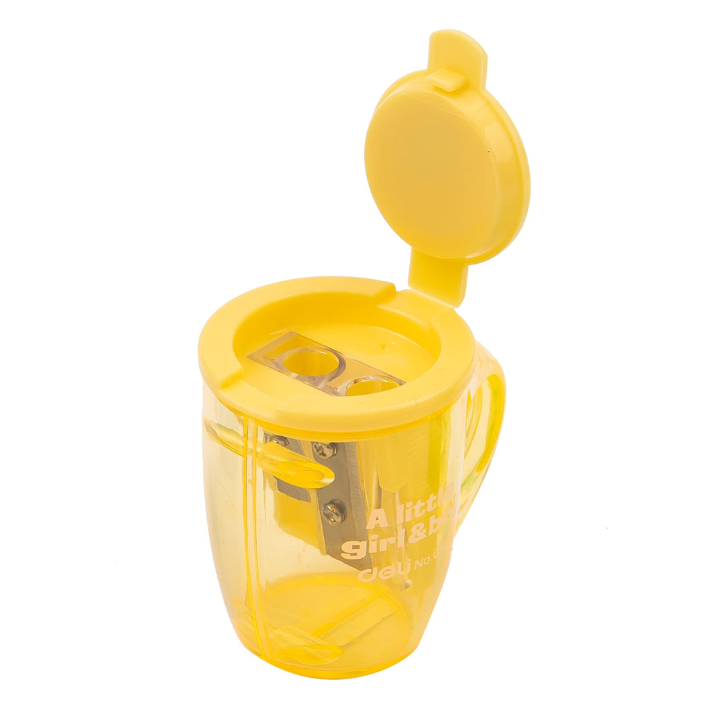 Deli Cup 2-hole Sharpener w/canister 23°18° 7mm 3C - Al Masam Stationery LLC