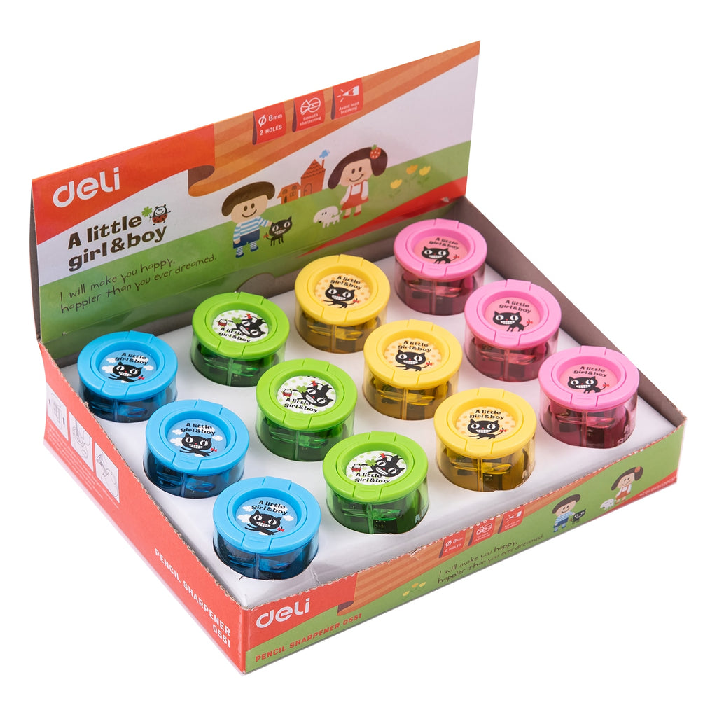 Deli Cup 2-hole Sharpener w/canister 23°18° 7mm 3C - Al Masam Stationery LLC