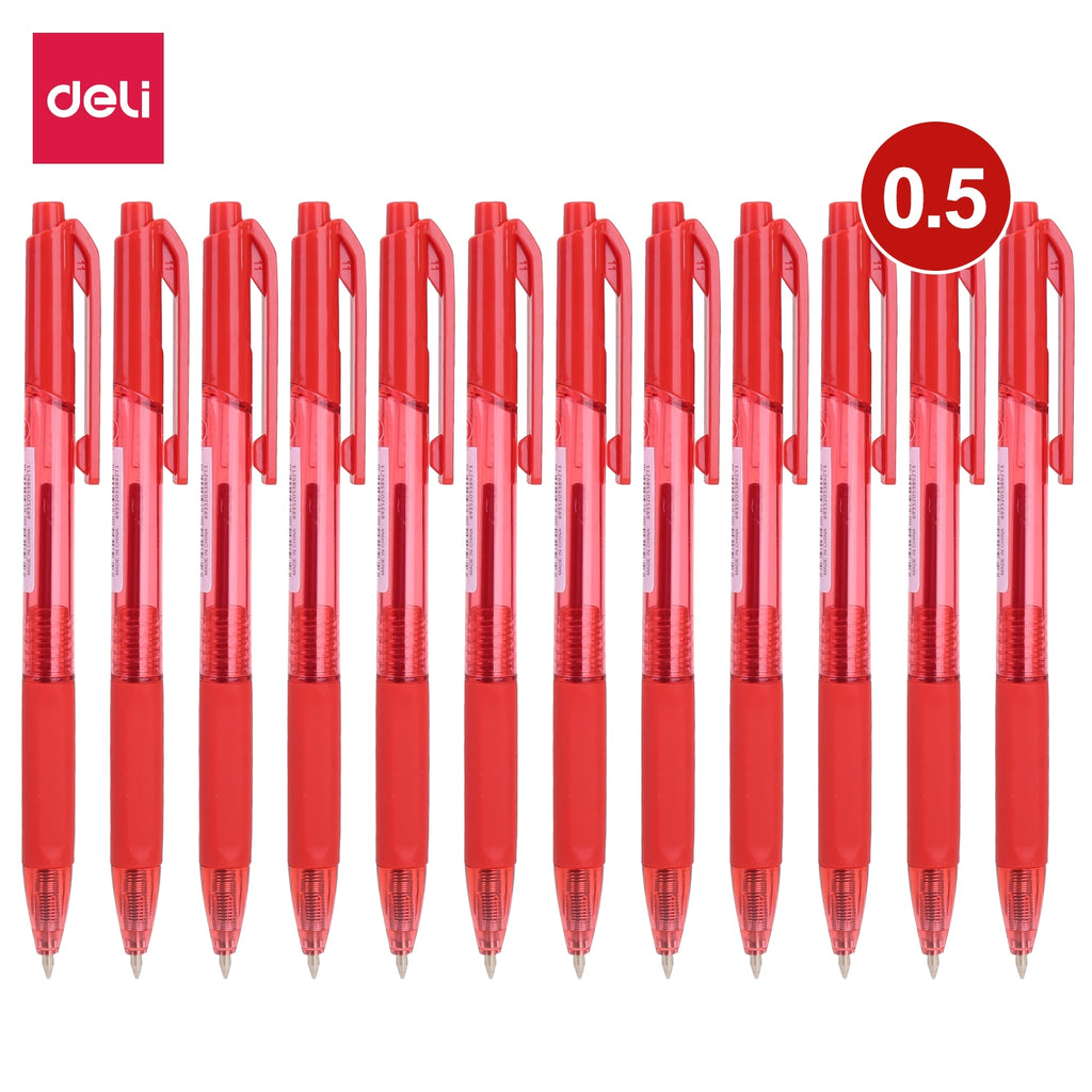 Deli Ball Point Pen Bullet tip 0.5mm - (Red) - Al Masam Stationery LLC