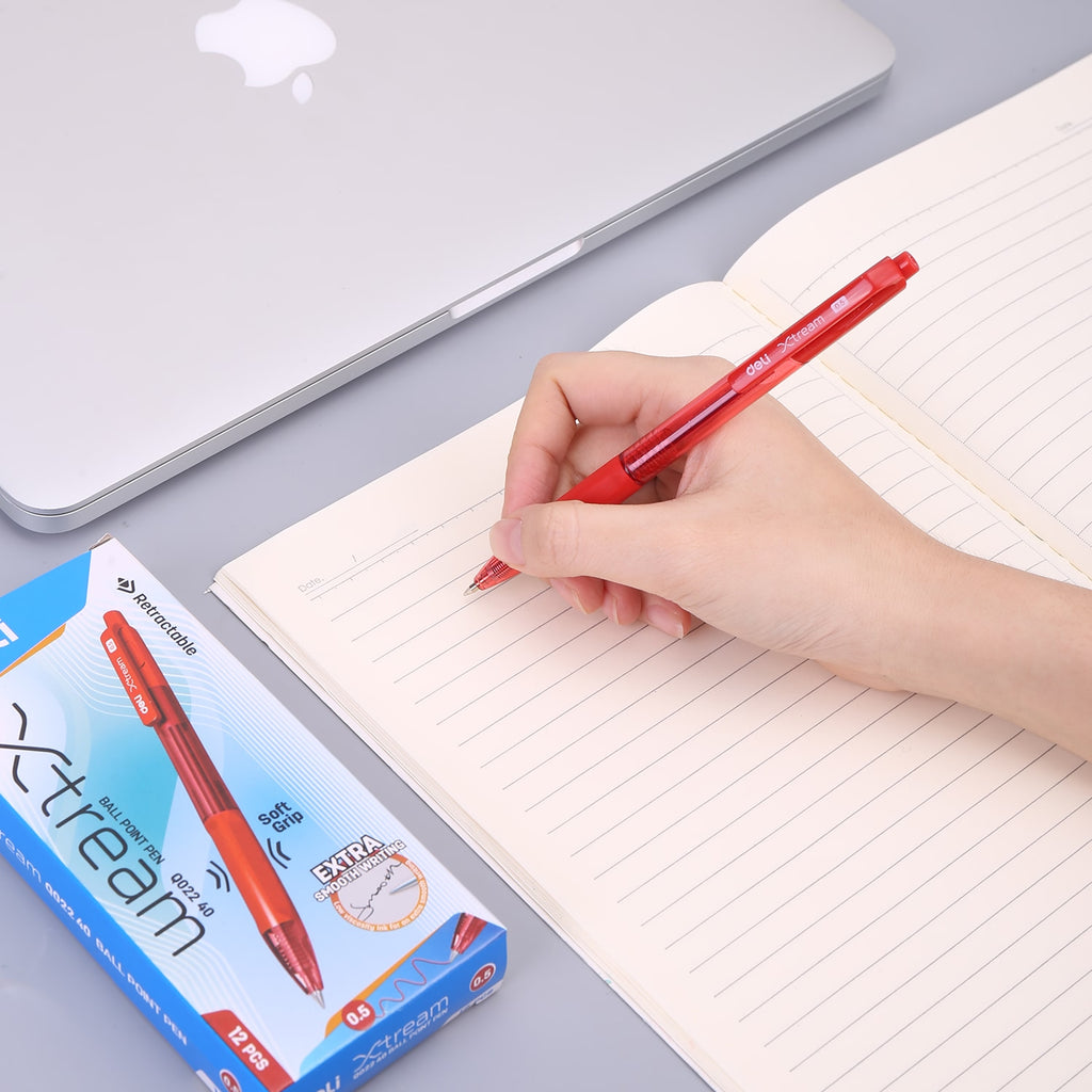Deli Ball Point Pen Bullet tip 0.5mm - (Red) - Al Masam Stationery LLC