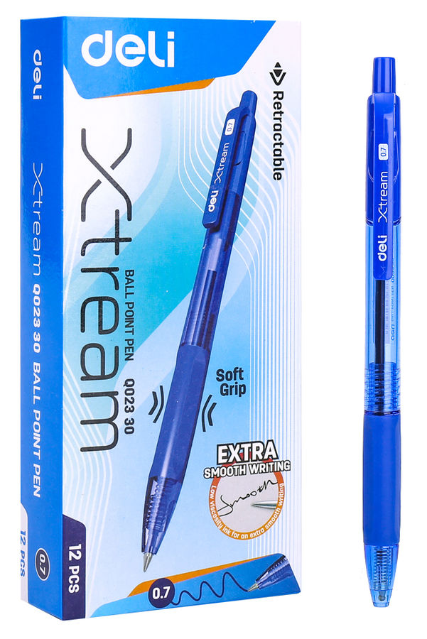 Deli Ball Point Pen Bullet tip 0.7mm - (Blue) - (EQ02330) - Al Masam Stationery LLC