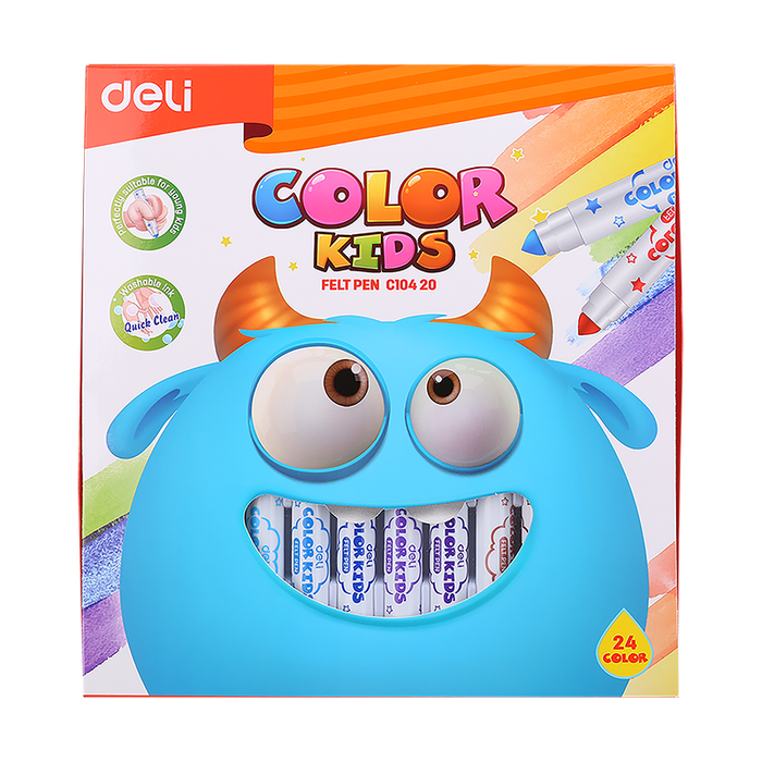 Deli Color Kids Felt Pen Washable 1.0-5.0mm 24C - Al Masam Stationery LLC