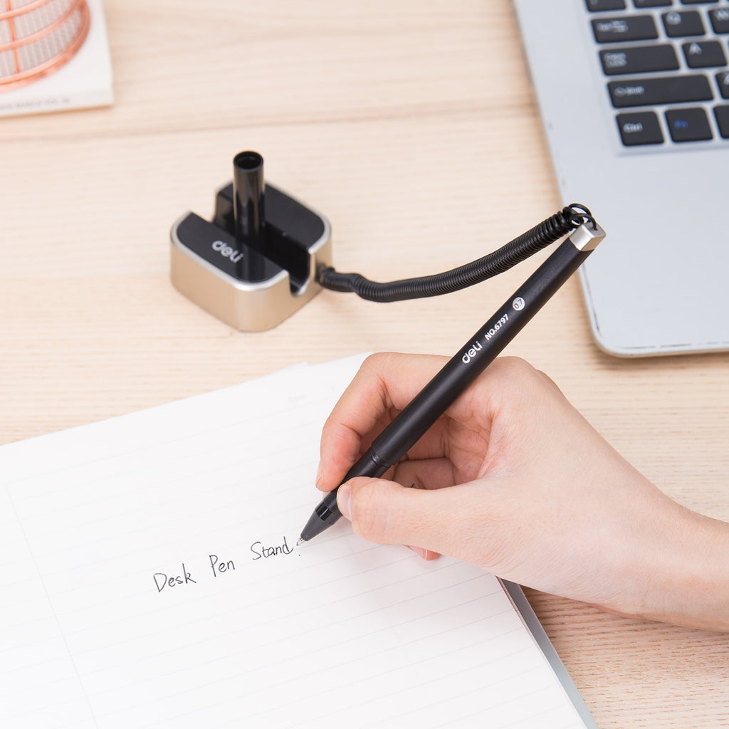 Deli  Desk Pen Stand Gel Pen 0.7mm Black - Al Masam Stationery LLC