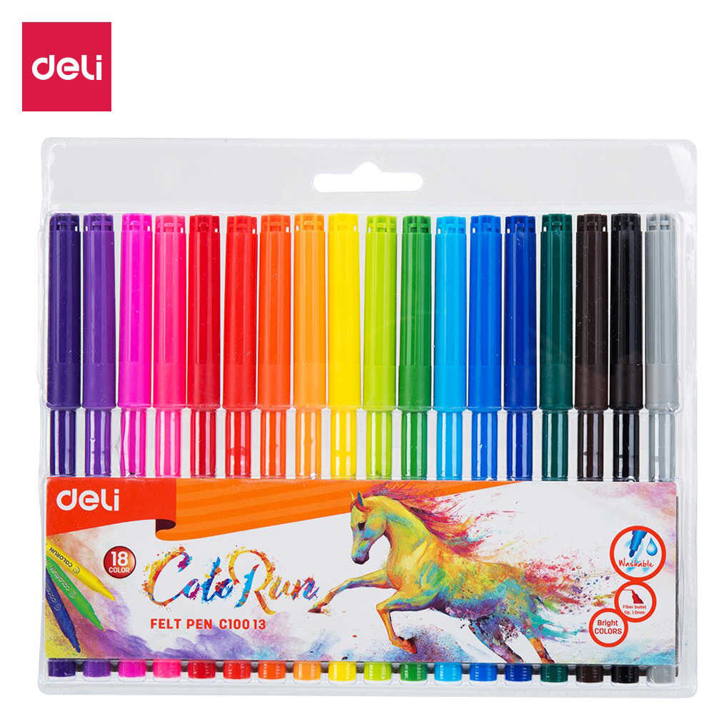 Deli Felt Pen Washable 1.0mm 18C - Al Masam Stationery LLC Main image