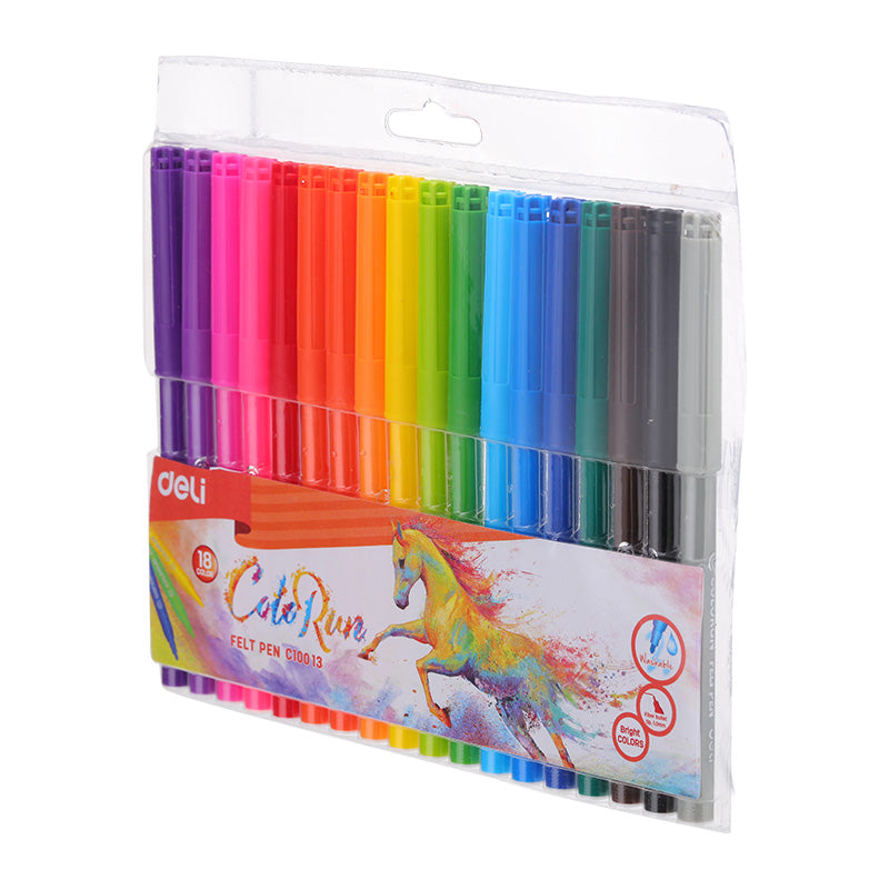 Deli Felt Pen Washable 1.0mm 18C - Al Masam Stationery LLC