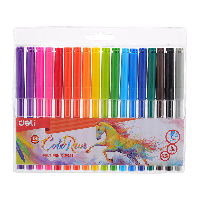 Deli Felt Pen Washable 1.0mm 18C - Al Masam Stationery LLC