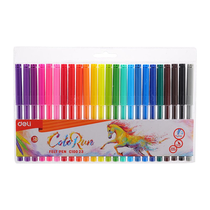Deli Felt Pen Washable 1.0mm 24C - Al Masam Stationery LLC Main image