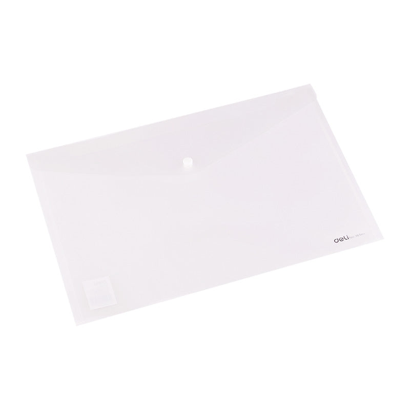 Deli File Bag Snap FC 2C Translucent - Al Masam Stationery LLC