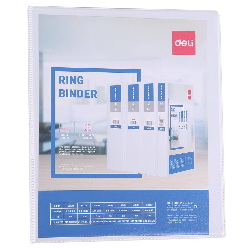 Deli PP 1.5IN 2 D-Ring View Binder A4 - Al Masam Stationery LLC