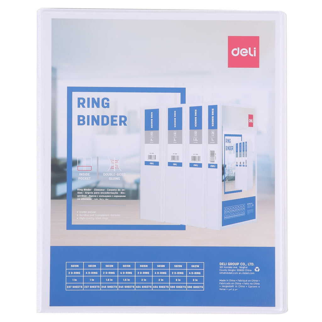 Deli PP 1IN 2 D-Ring View Binder A4 - Al Masam Stationery LLC