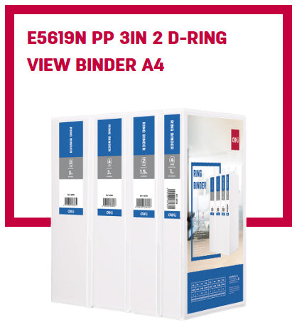 Deli PP 3IN 2 D-Ring View Binder A4 Secondary image