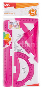 Deli Drafting Ruler Set Squares Protractor 20cm Translucent 3C - Al Masam Stationery LLC