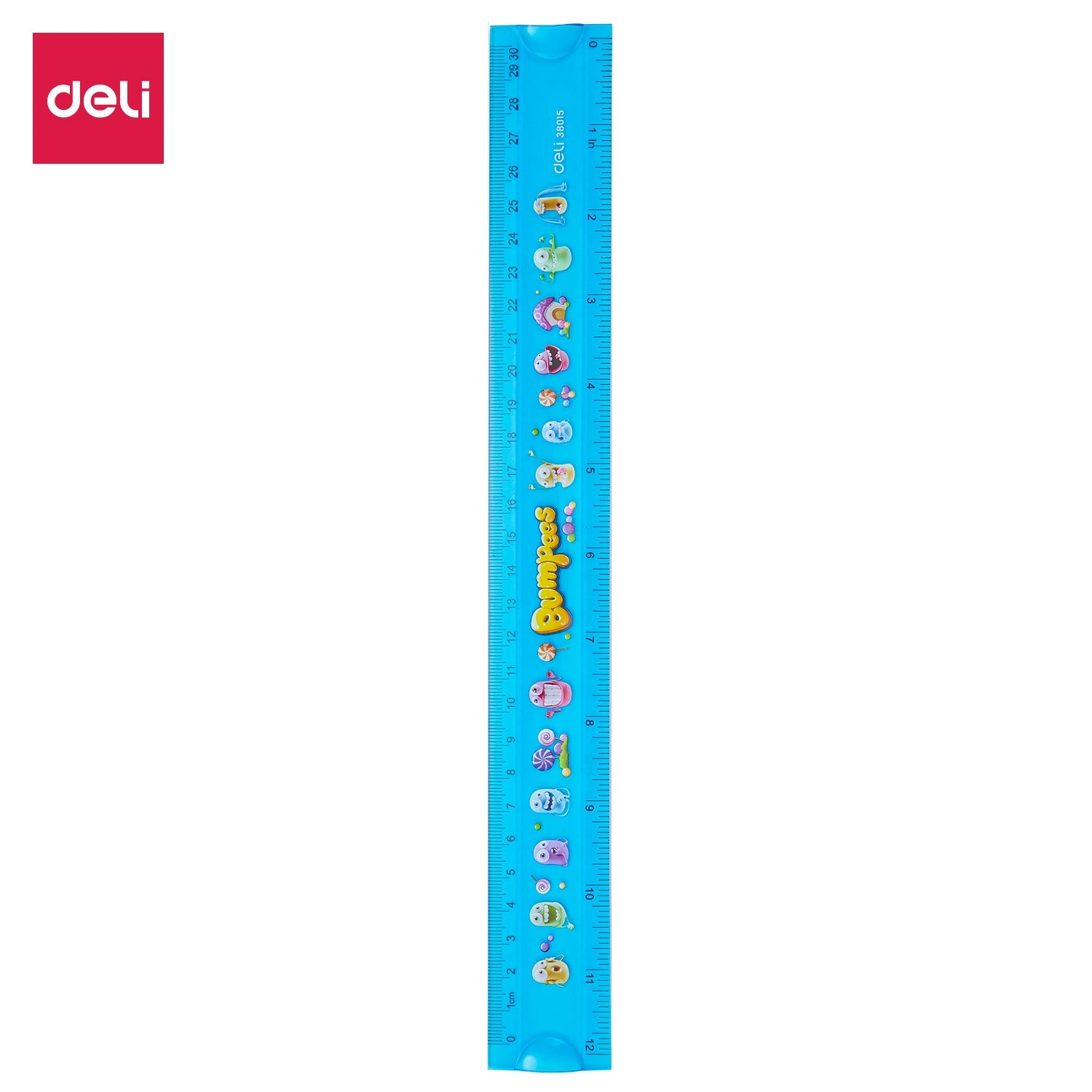Deli Printed EcoPVC Flexible Ruler 30cm Translu. Blue - Al Masam Stationery LLC Main image
