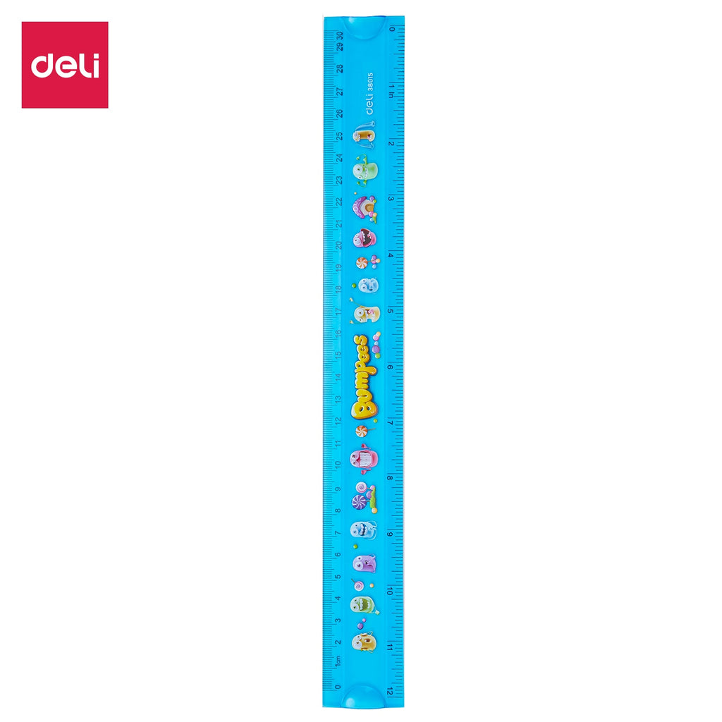 Deli Printed EcoPVC Flexible Ruler 30cm Translu. Blue - Al Masam Stationery LLC