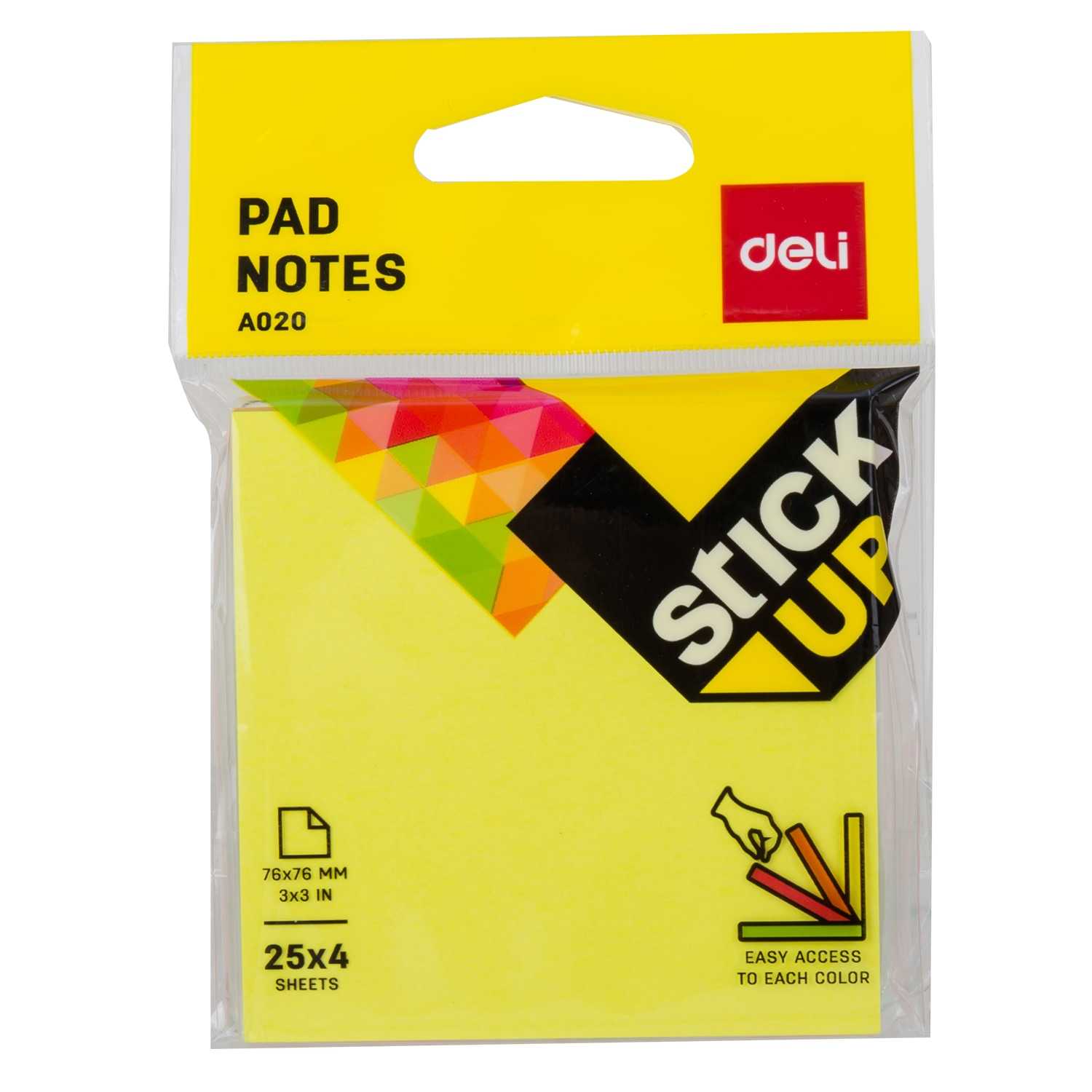 Deli Flip Sticky Notes 76x76mm 3''x3'' 4x25 - Al Masam Stationery LLC Main image