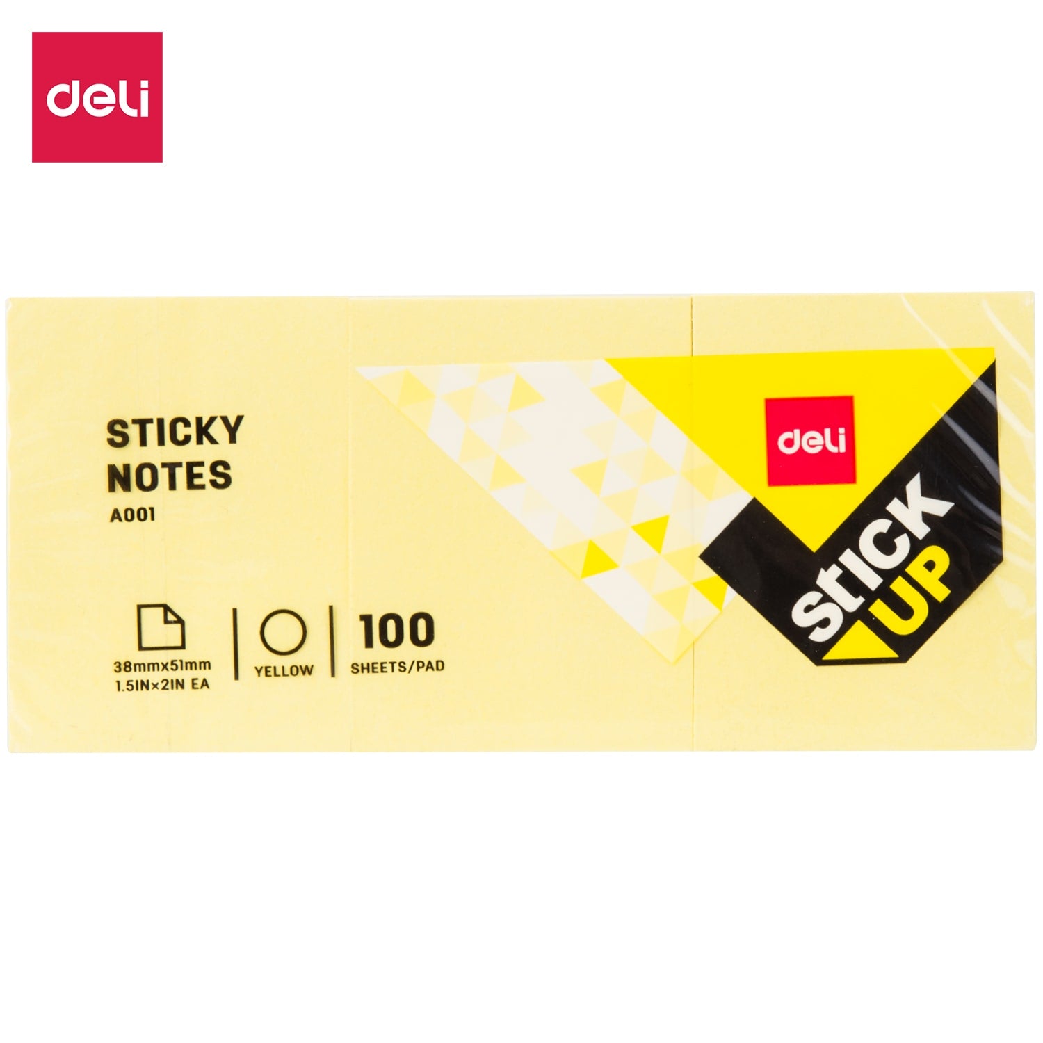 Deli Sticky Notes 38x51mm 1.5''x2'' Yellow - Al Masam Stationery LLC Main image