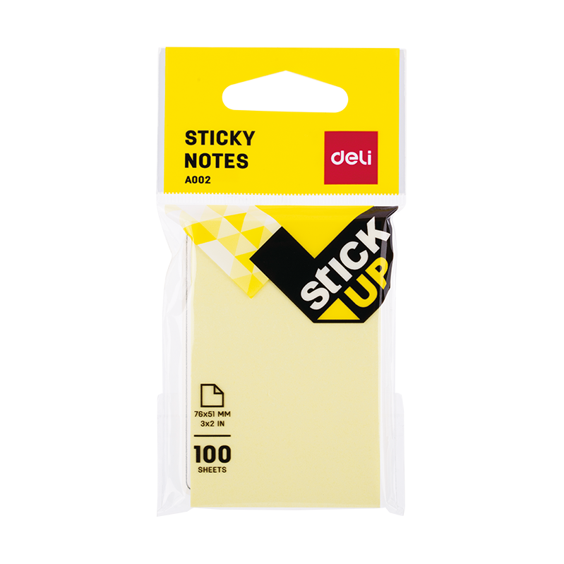 Deli Sticky Notes 76x51mm 3''x 2'' - Yellow - Al Masam Stationery LLC Main image