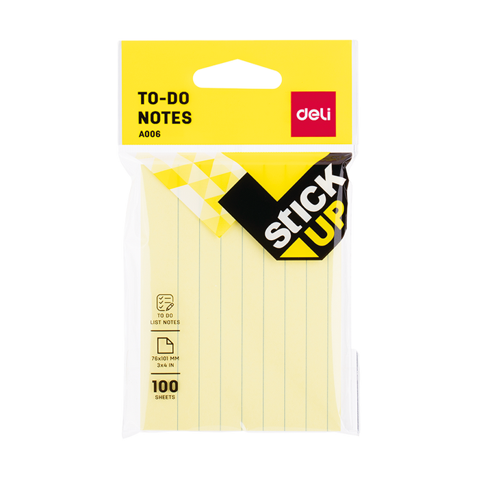 Deli To-do Notes 76x101mm 3''x4'' Yellow - Al Masam Stationery LLC