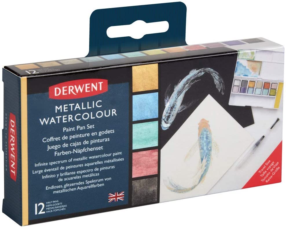 Derwent Metallic Paint 12 Pan Palette - Al Masam Stationery LLC Main image