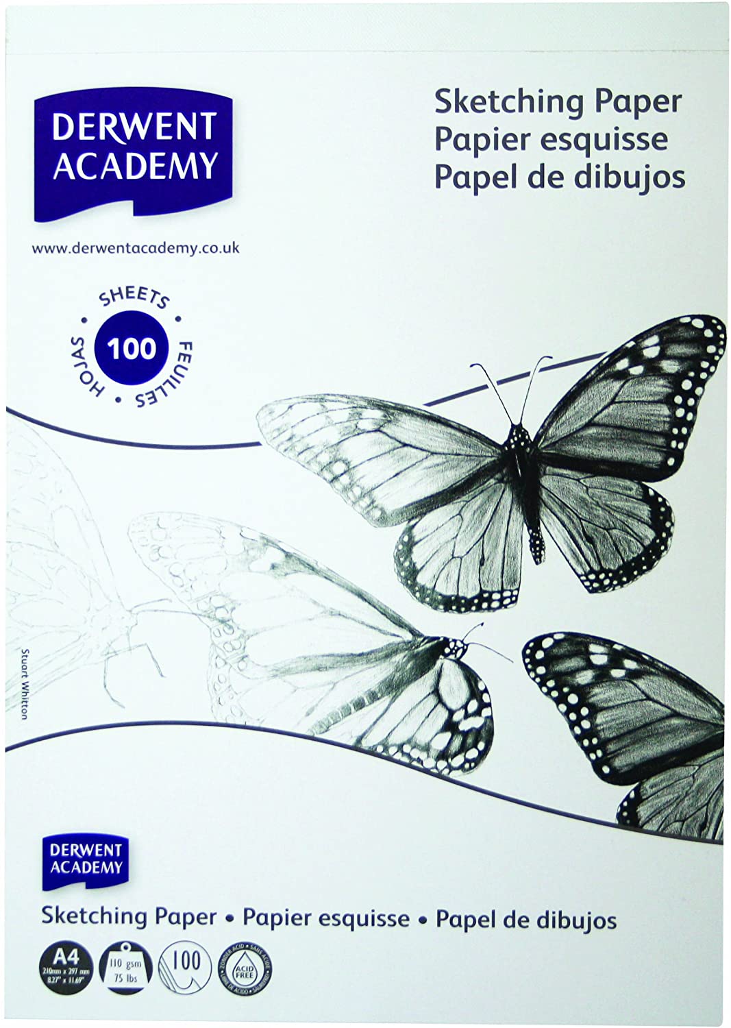 Derwent Academy A4 Portrait Sketch Pad, 100 Sheets of Acid Free 110gsm Sketching Paper - Al Masam Stationery LLC Main image