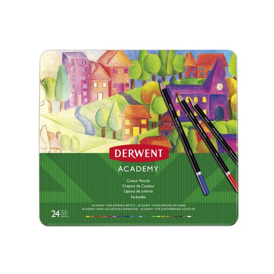 Derwent Academy Colouring 24 Tin - Al Masam Stationery LLC Main image