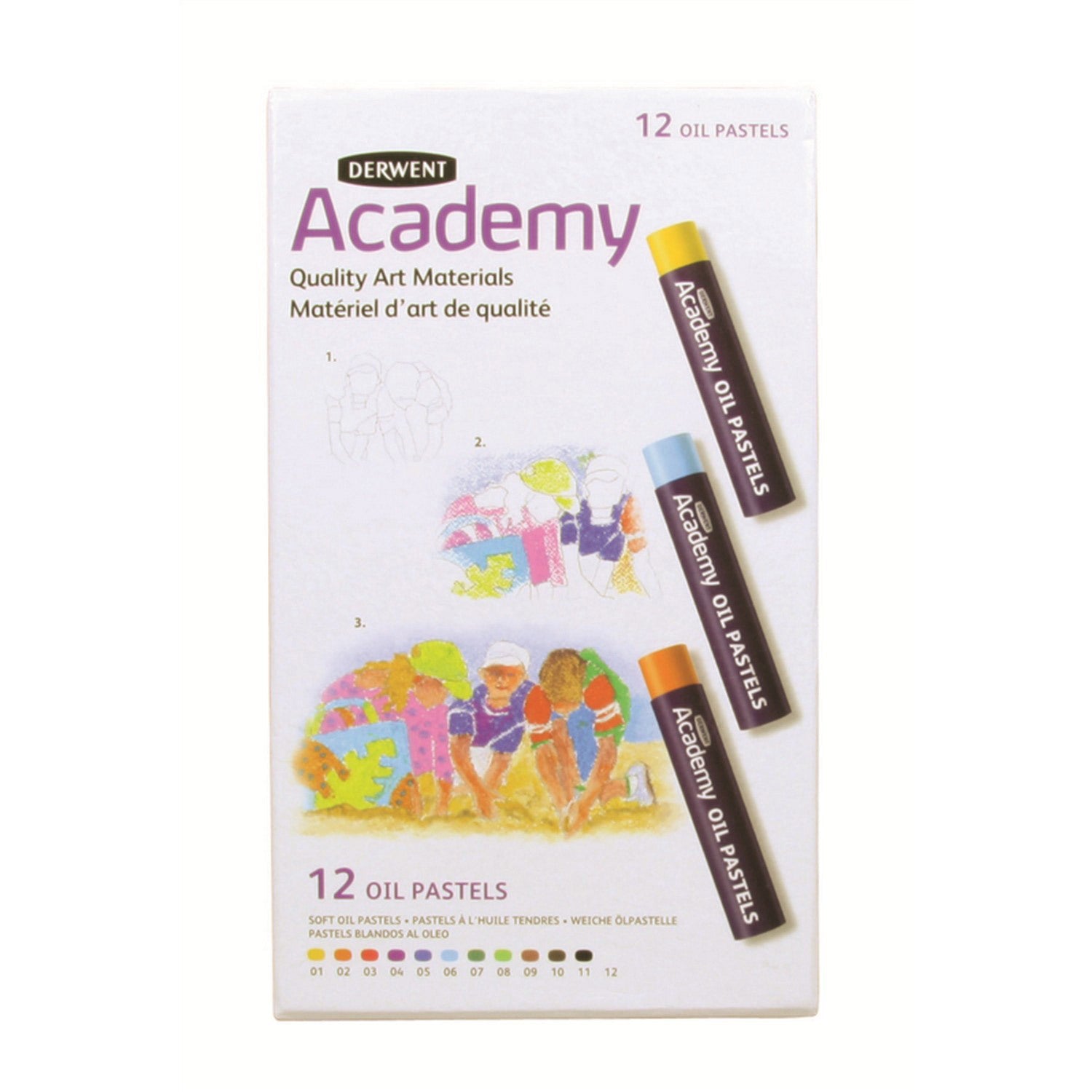Derwent Academy Oil Pastel Set of 12 - Al Masam Stationery LLC Main image