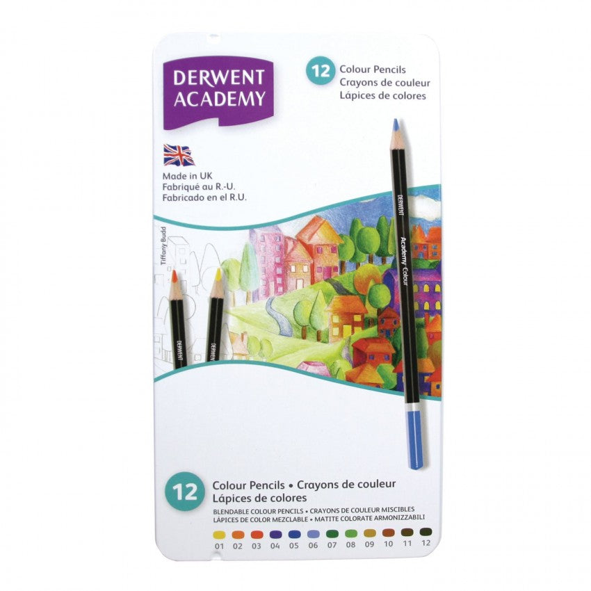 Derwent Academy Sketching Coloring Tin of 12 - Al Masam Stationery LLC Main image