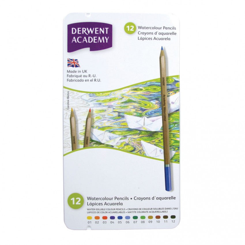 Derwent Academy Sketching Watercolor Tin of 12 - Al Masam Stationery LLC Main image