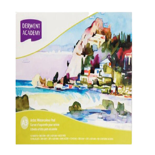 Derwent Academy Watercolour Pad A3 Landscape 12 Sheets - Al Masam Stationery LLC Main image