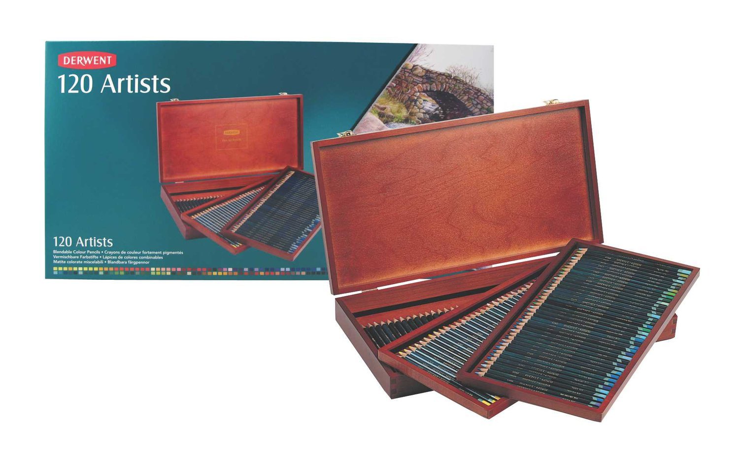 Derwent Artists Color Pencils Wooden box of 120 - Al Masam Stationery LLC Main image