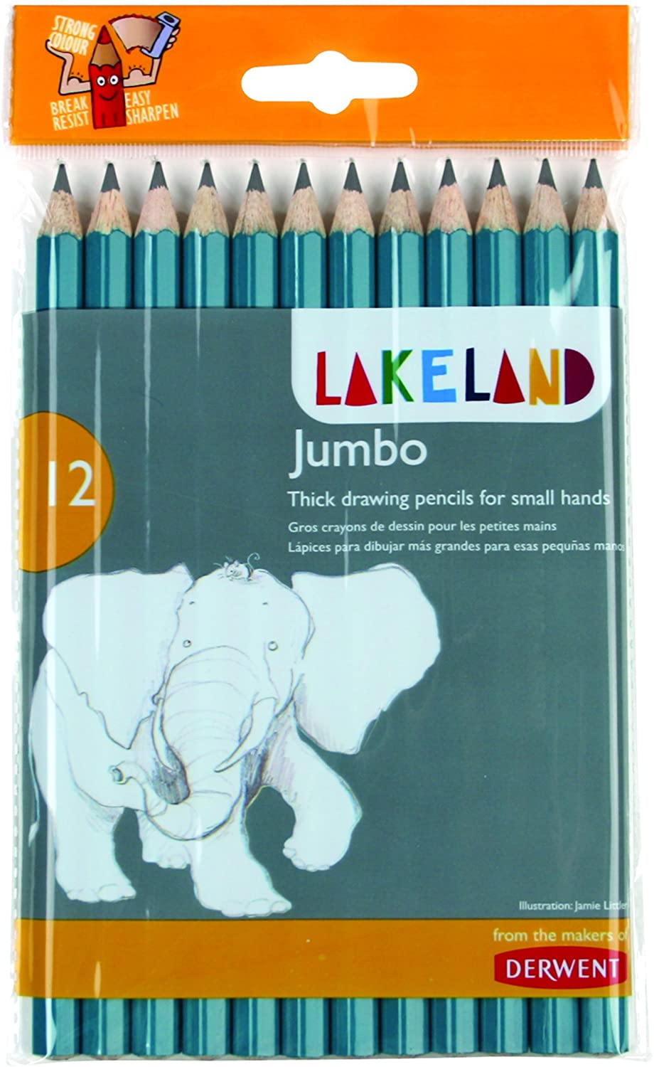 Derwent Lakeland Jumbo HB Graphite Pencils, Wallet, 12 Count - Al Masam Stationery LLC Main image