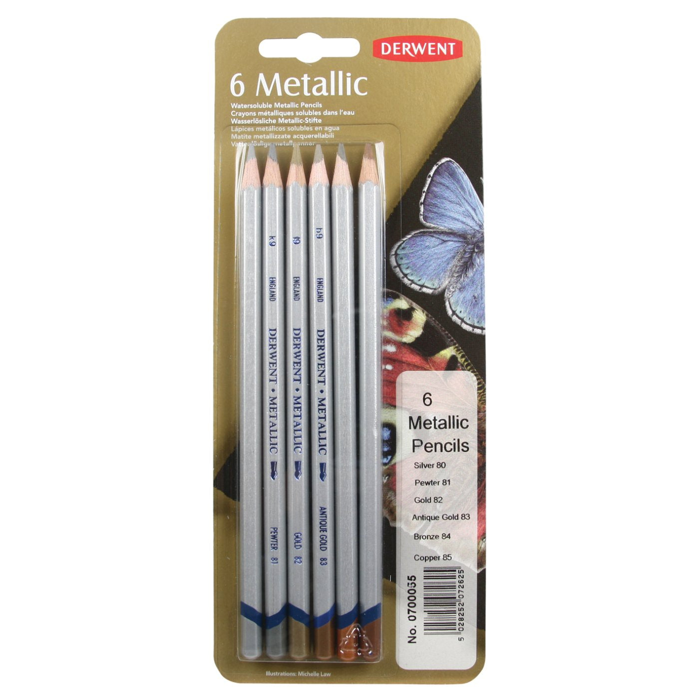 Derwent Metallic Pencils - Blister Pack of 6 - Al Masam Stationery LLC Main image