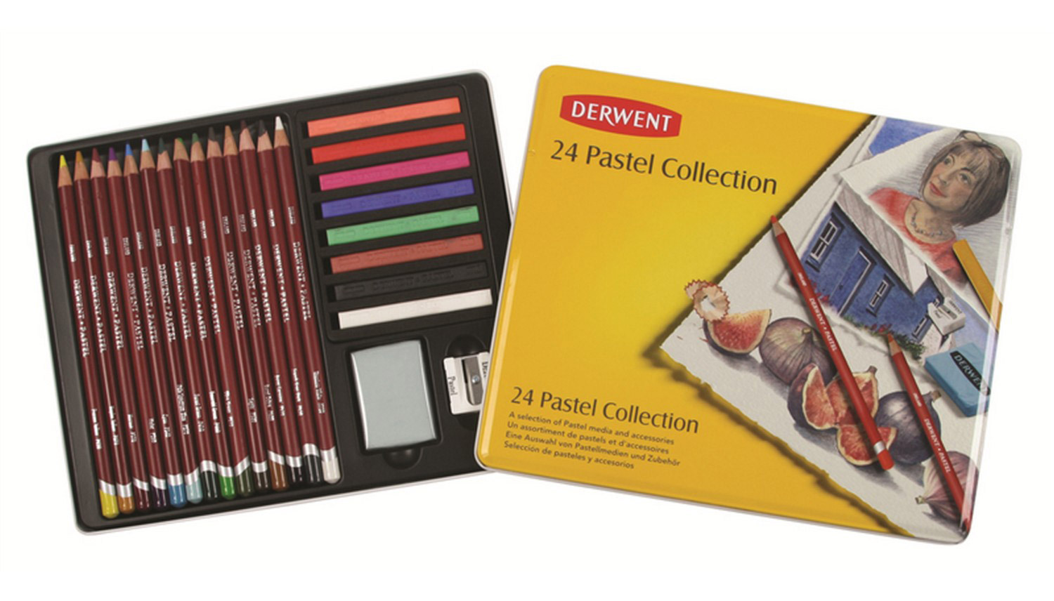 Derwent Pastel Collection - Tin of 24 - Al Masam Stationery LLC Main image