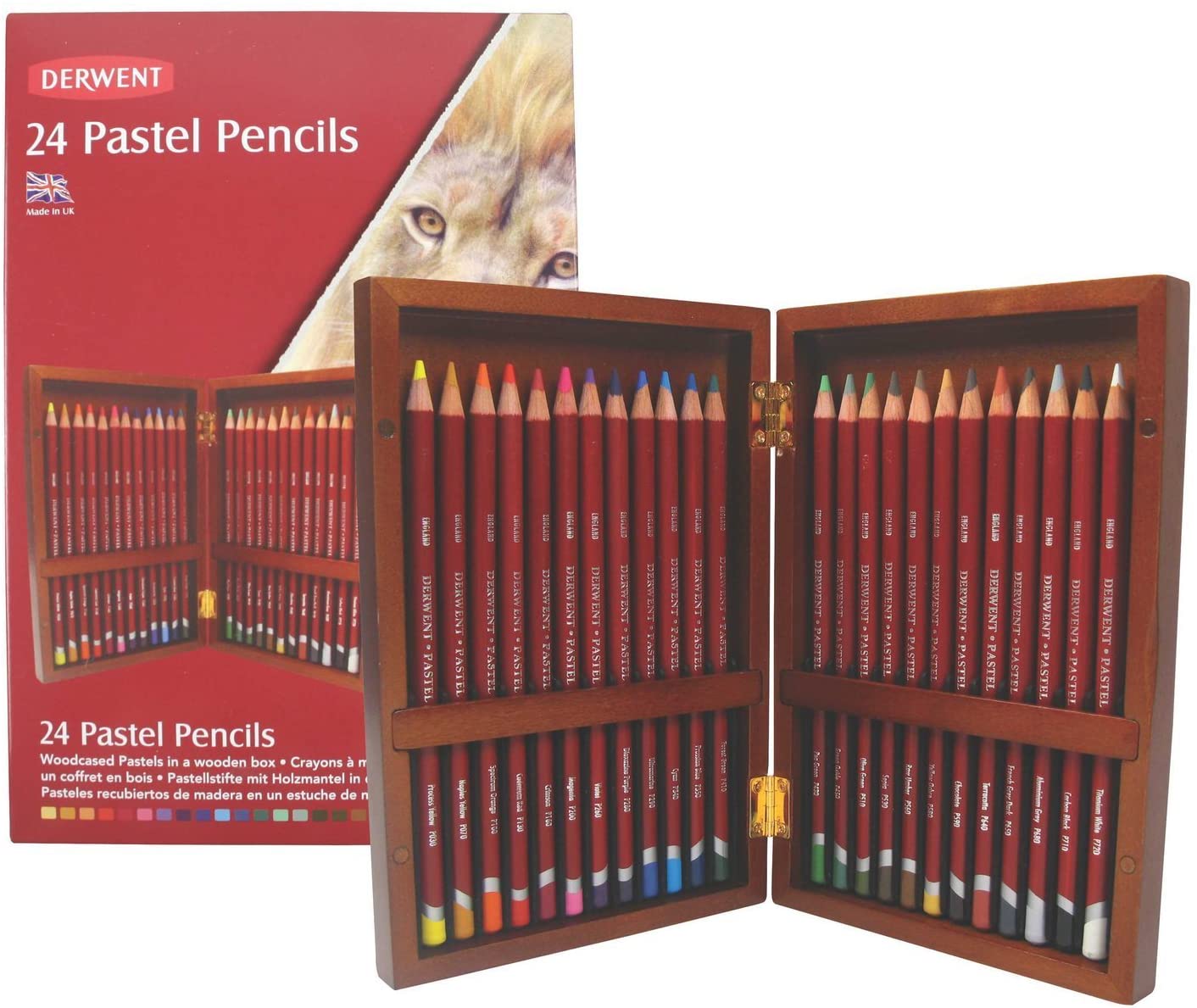 Derwent Pastel Pencils, 4mm Core, Wooden Box, 24 Count - Al Masam Stationery LLC Main image
