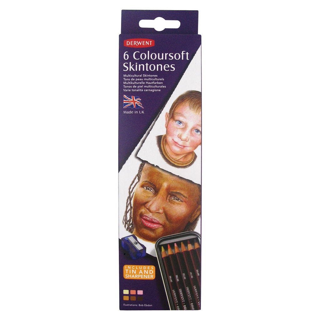 Derwent Sketching Pencils Colorsoft Skintone Tin of 6 - Al Masam Stationery LLC Main image